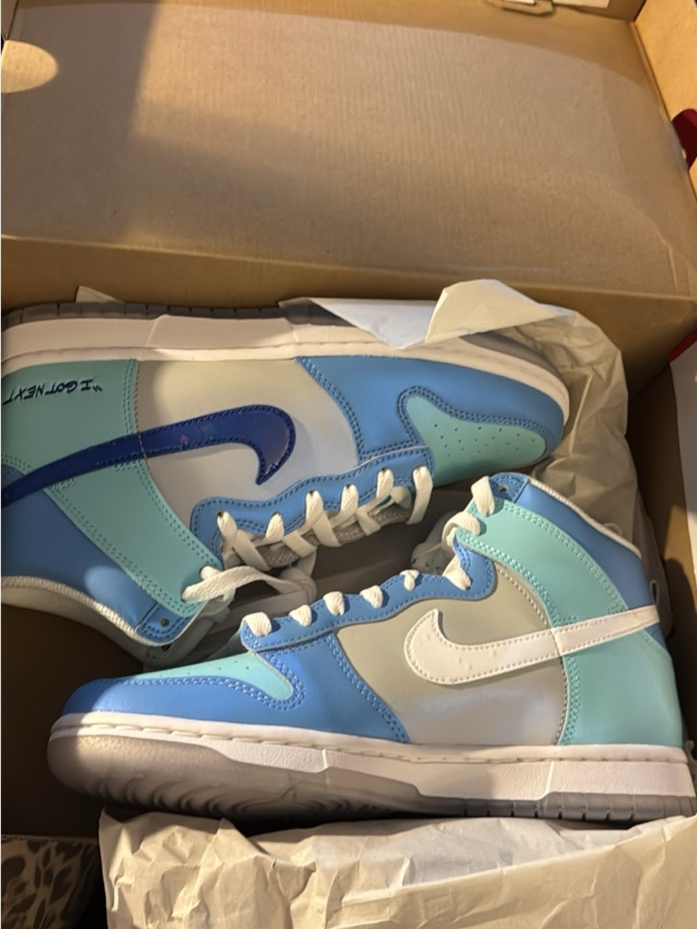Nike Kids High-Top Sneakers in Light Blue, Mint & White